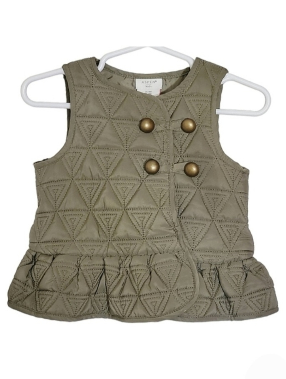 K1282 * Aspen Kids Girls Quilted Vest Olive Green Size 18M